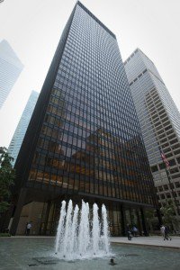 The Seagram Building on Park Avenue in Manhattan, designed by Ludwig Mies van der Rohe, opened in 1958