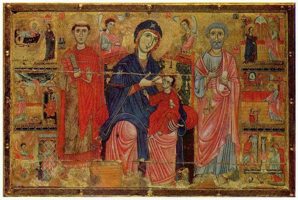 Enthroned Madonna with St. Peter and St. Leonhard, Master of the Mgdalene, 13th c.