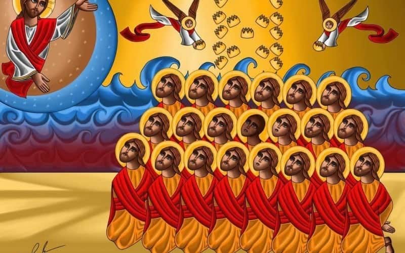 An icon of the 21 Coptic martyrs of Libya by artist Tony Rezk