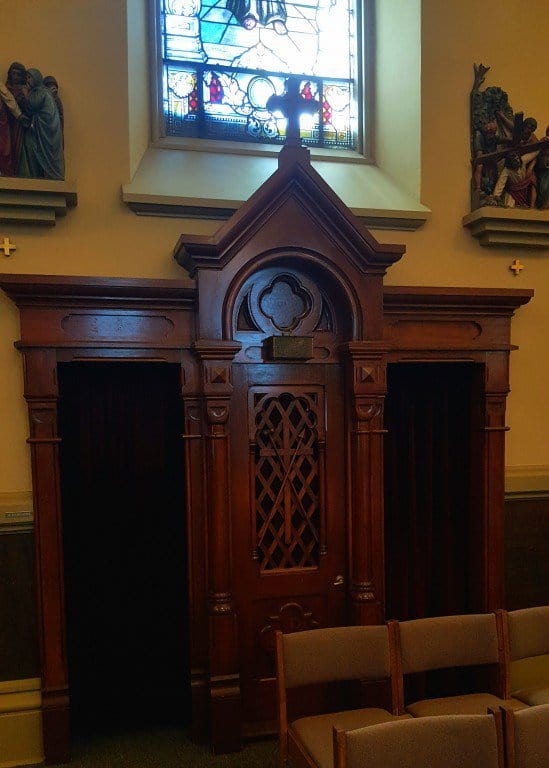 There are three confessionals along each side of the interior walls 